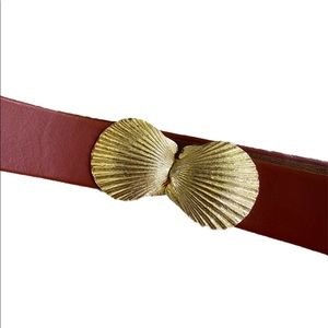 Vintage Faux Leather Seashell Waist Belt